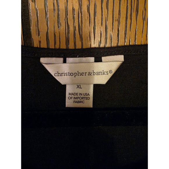 Women's Christopher & Banks Long Sleeve Tee XL Black White Graphic - Picture 3 of 5